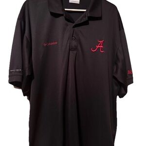 Mens Columbia Alabama Crimson Tide Bama PFG Dri-Fit Fishing Polo Black Large L